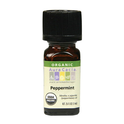 Aura Cacia Aromatherapy 100% Organic Essential Oil, Natural Peppermint - 0.25 Oz